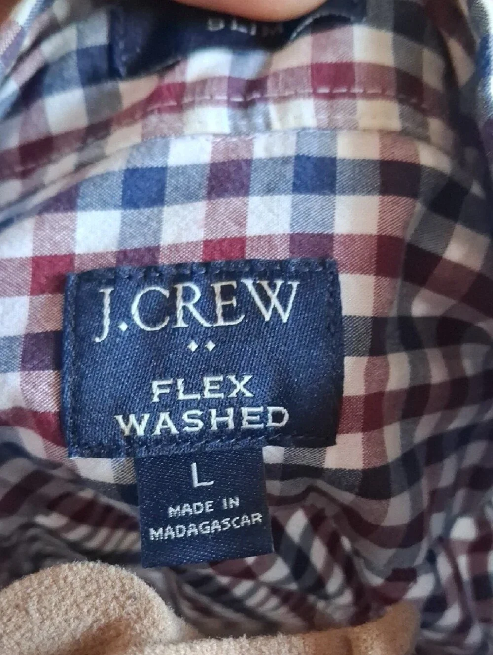 J. Crew Red Navy White Gingham Button-Down Shirt
